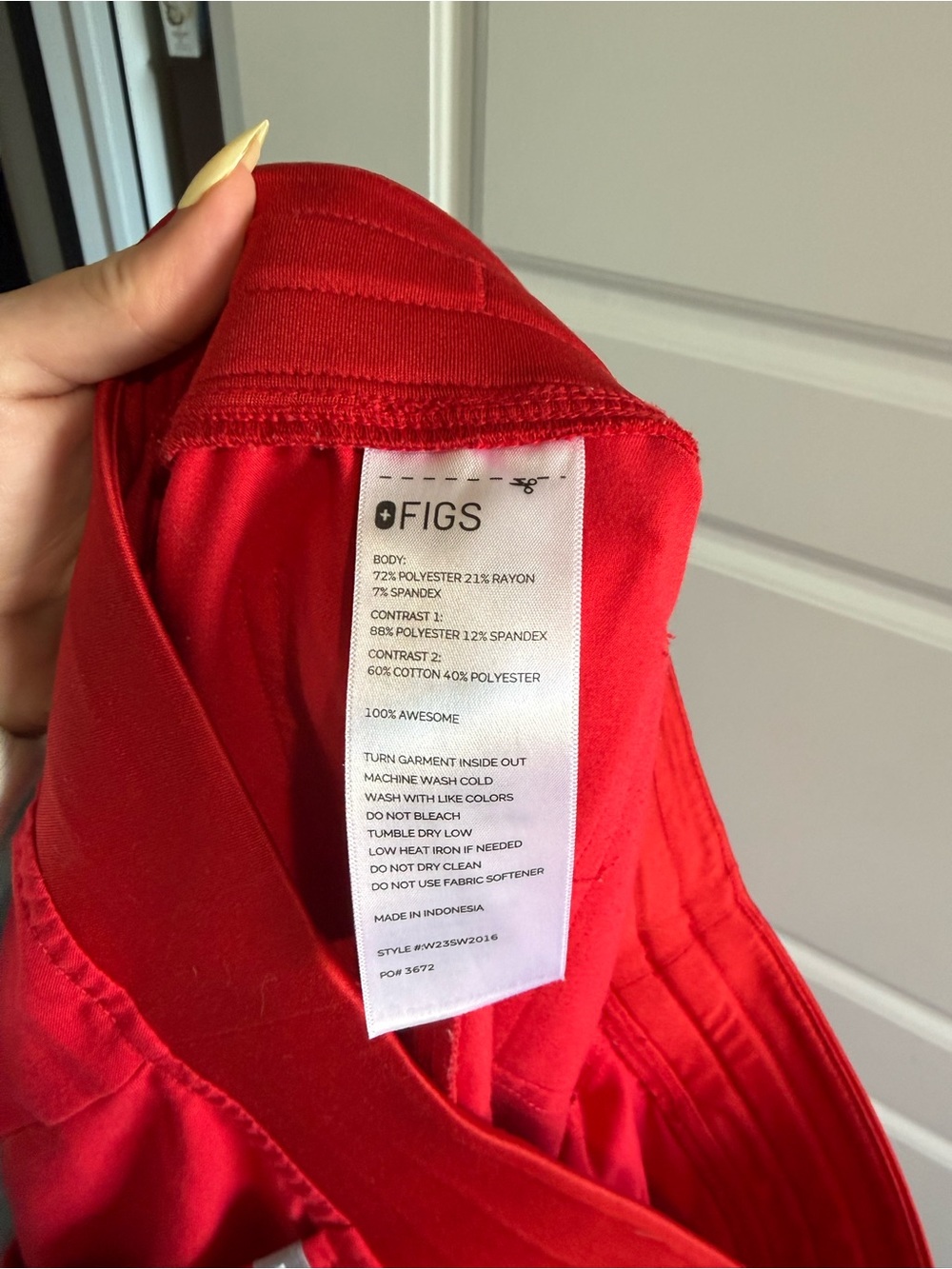 Figs Bright Red Scrub Top - Picture 3 of 4